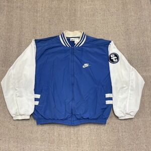 Vintage NIKE SUPREME court windbreaker Jacket Mens Large Blue 1990s Silver tag